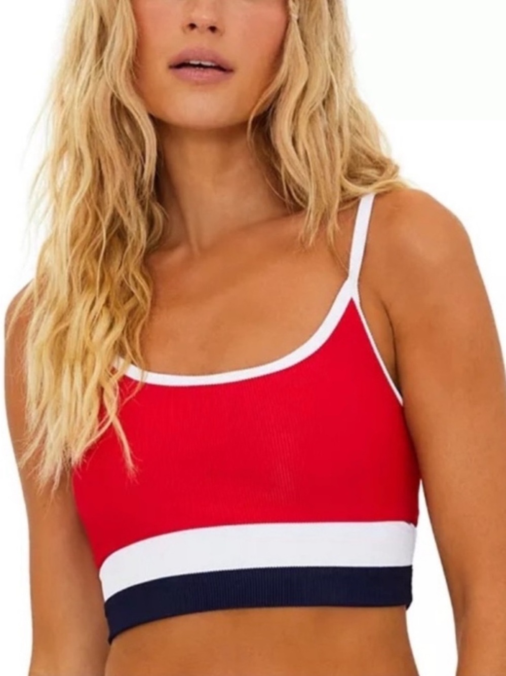 NWT Beach Riot Eva Top Bikini Patriotic in Americana Colorblock Sz S